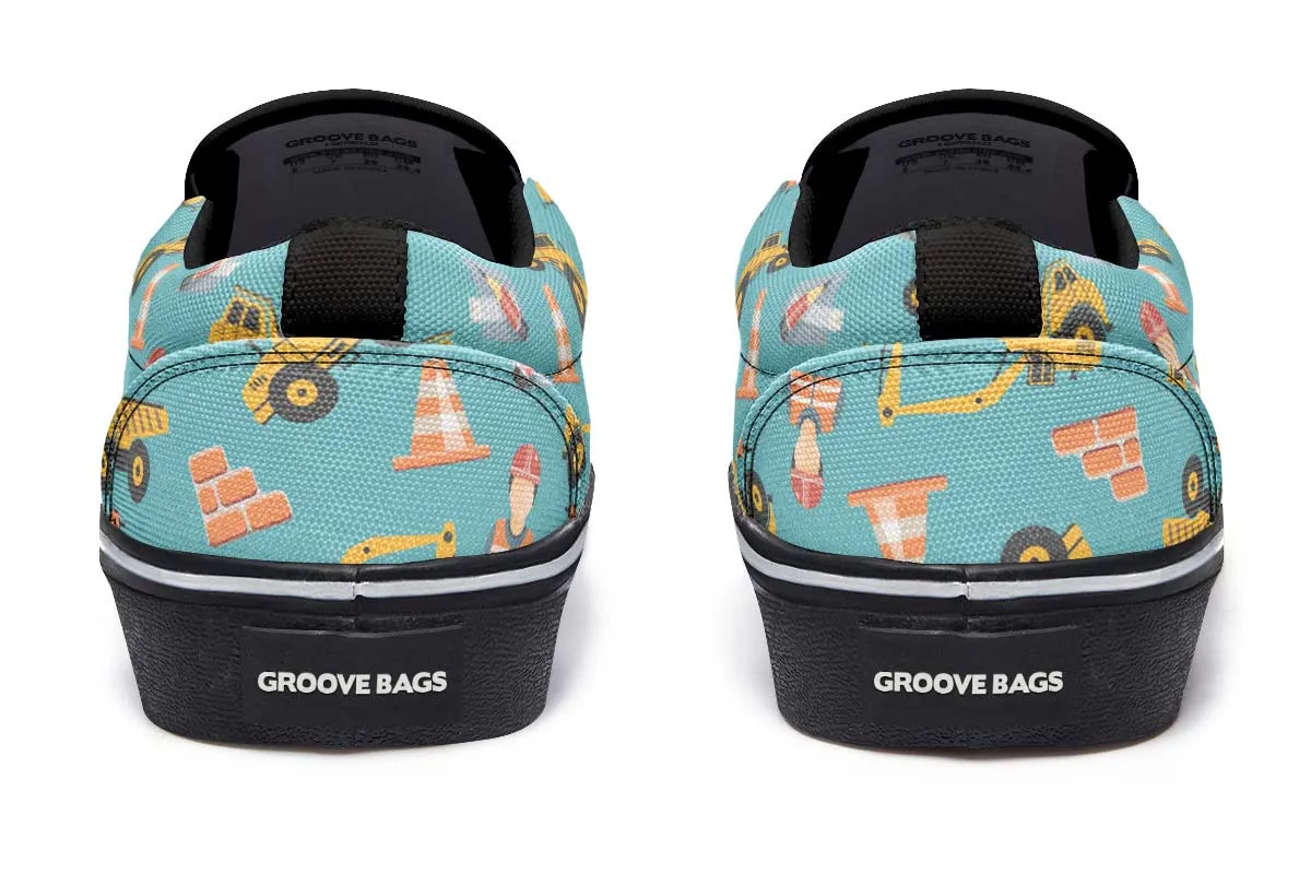 Construction Pattern Slip-On Shoes
