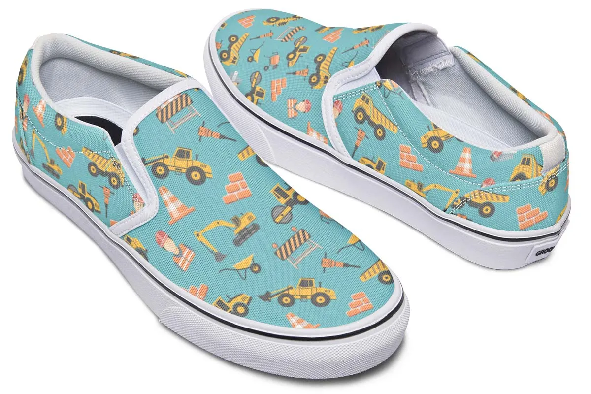 Construction Pattern Slip-On Shoes