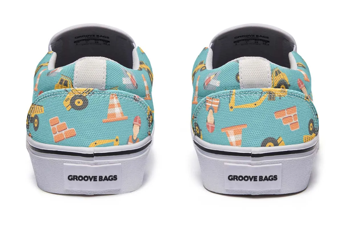 Construction Pattern Slip-On Shoes