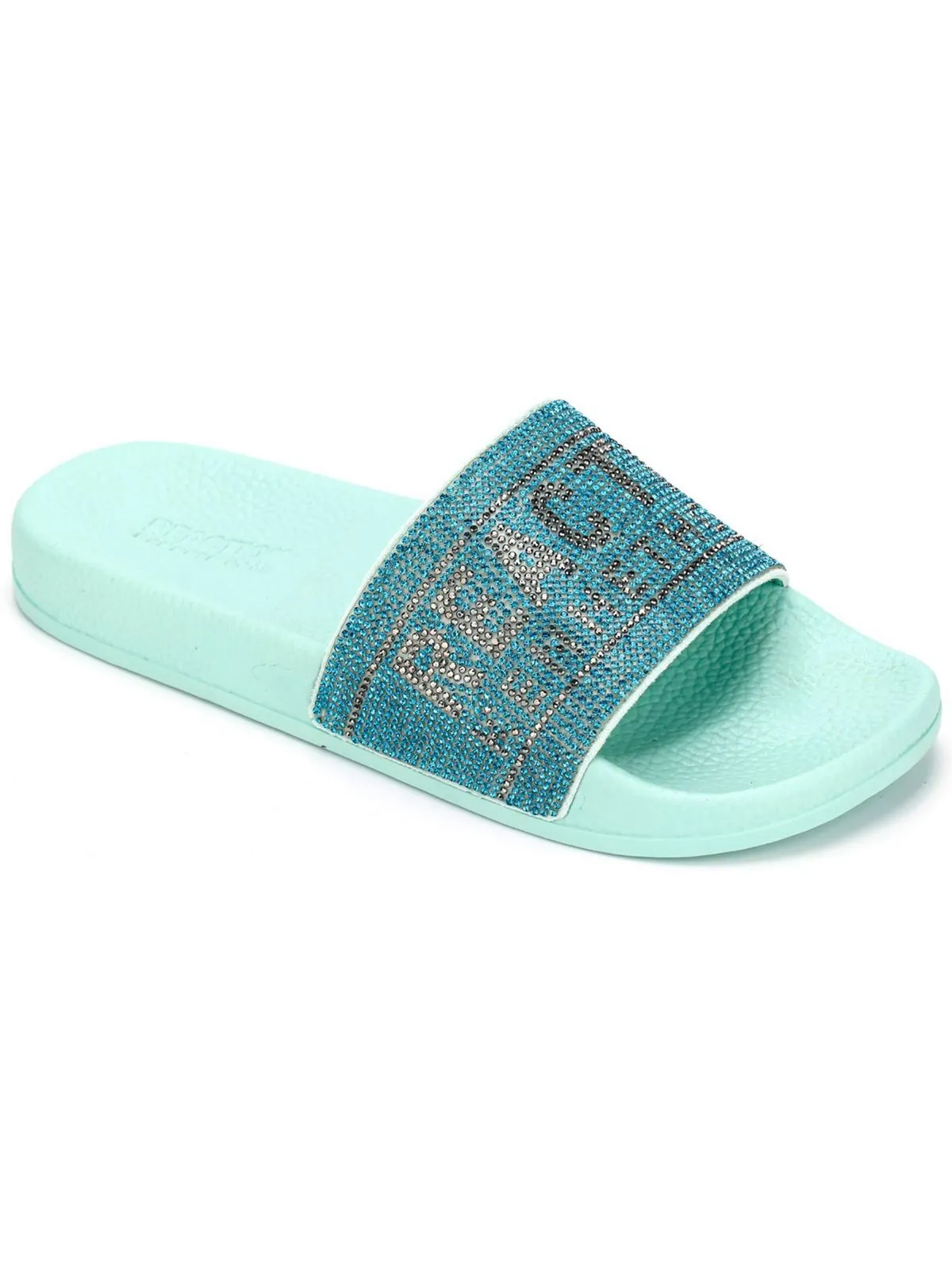 Screen Jewel Womens Rhinestone Slip On Slide Sandals