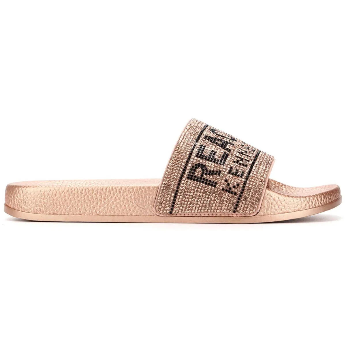 Screen Jewel Womens Rhinestone Slip On Slide Sandals