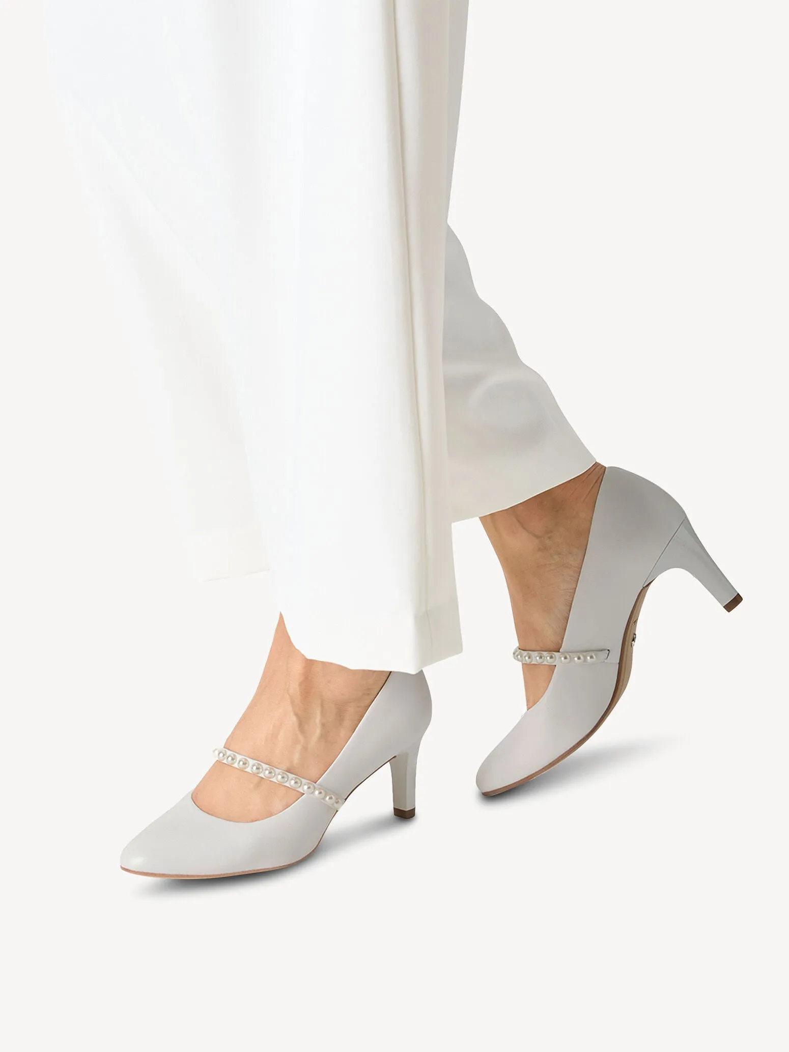 Tamaris White and Pearl Court Shoe